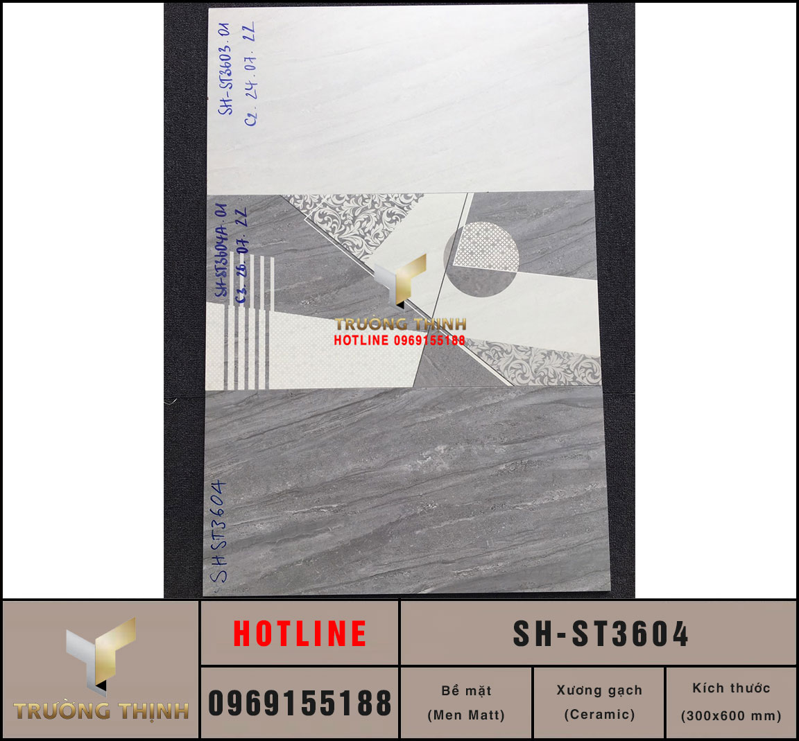 Gạch ốp lát ceramic 300x600 Viglacera SH-ST3604 vân đá