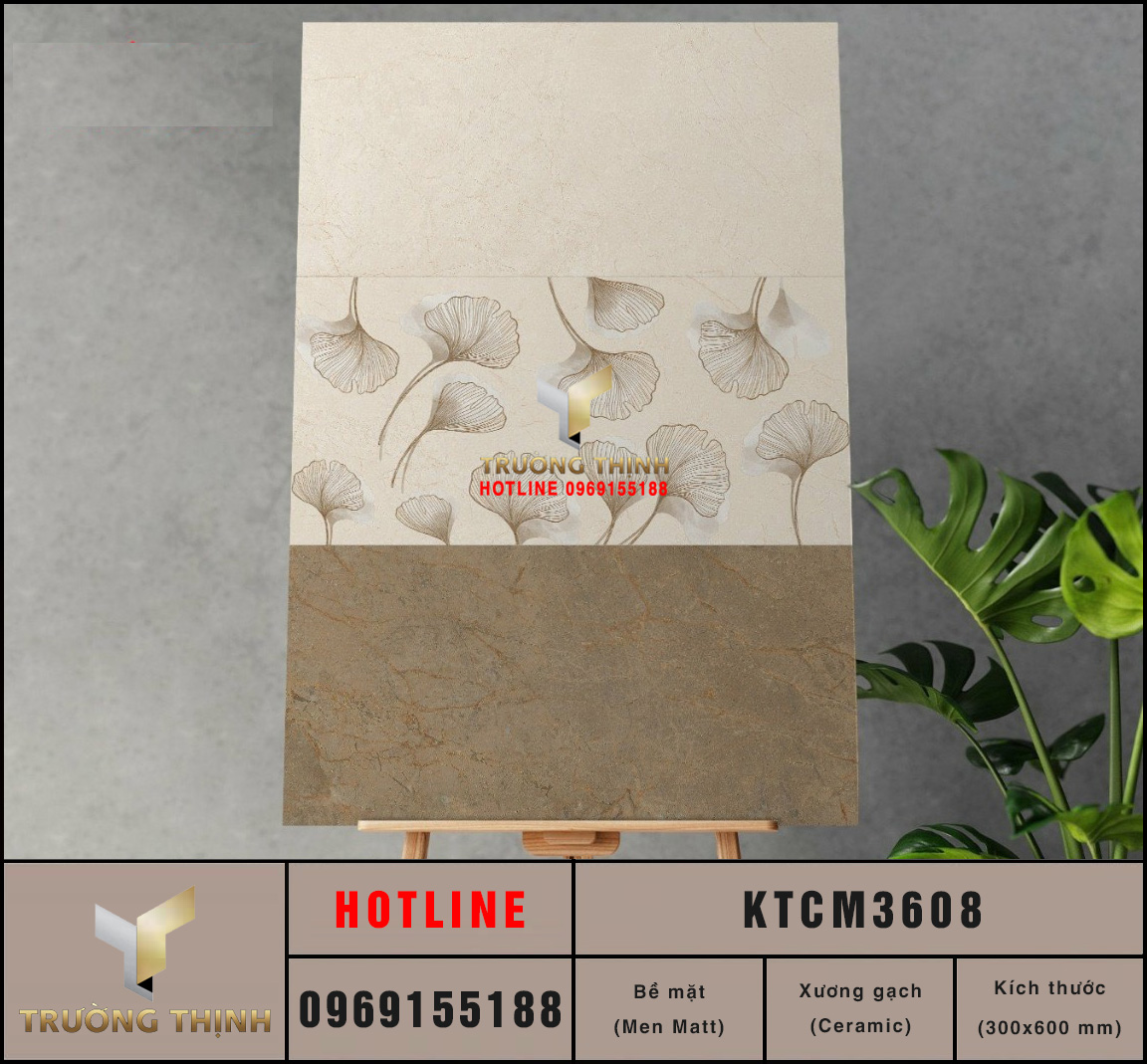 Gạch ốp lát màu nâu đất 300x600 Viglacera KTCM3608 giá rẻ