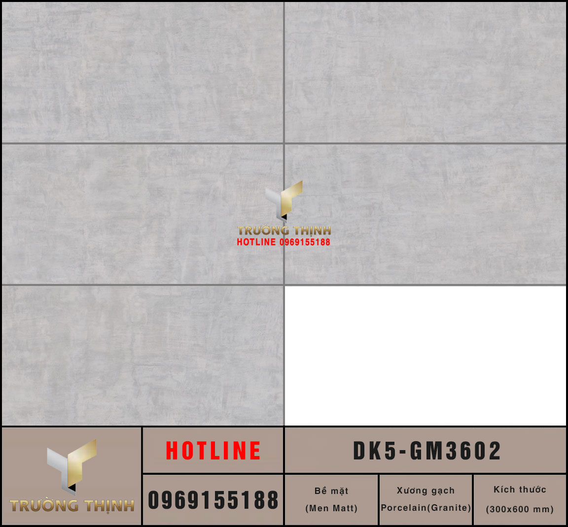 Gạch ốp lát chống trơn vân xi măng 300x600 Viglacera DK5-GM3602: Đẳng cấp kiến trúc hiện đại