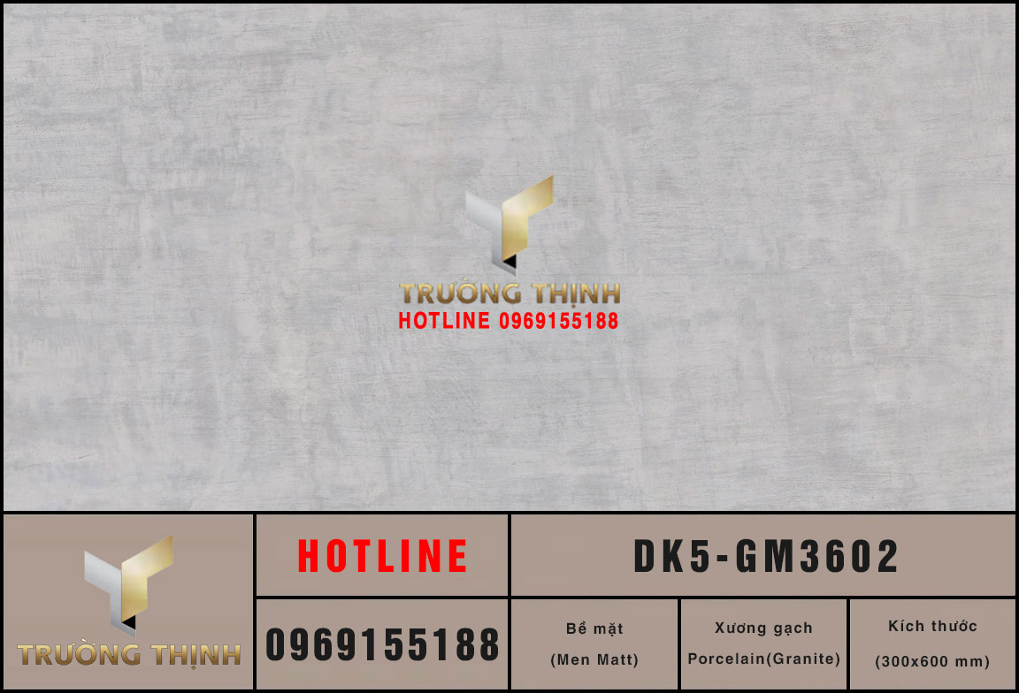 Gạch Viglacera DK5-GM3602 300x600: Vân xi măng chống trơn cao cấp