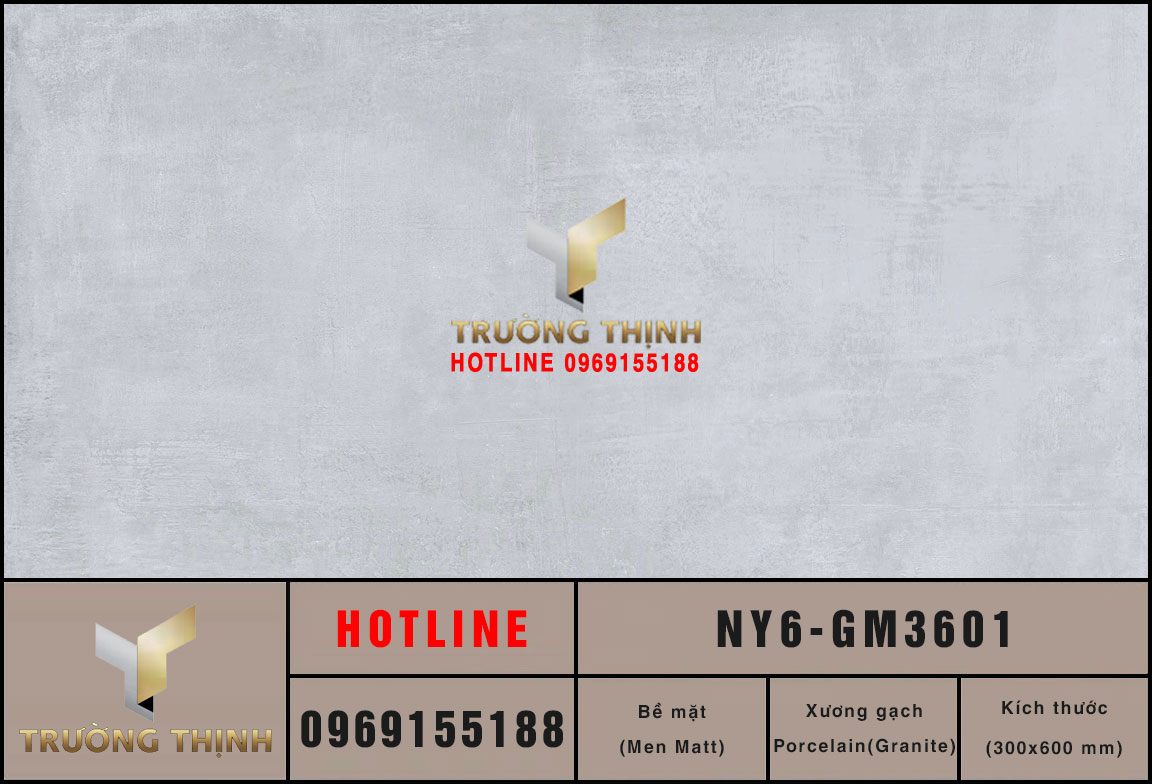 Gạch ốp lát chống trơn vân xi măng 300x600 Viglacera NY6-GM3601: Đẳng cấp thiết kế hiện đại