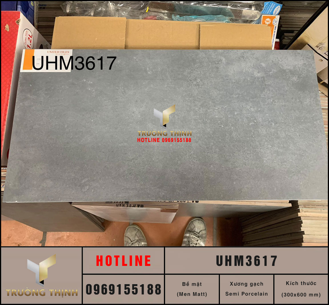 Gạch Viglacera UHM3617 300x600 Vân Xi Măng Chống Trơn Giá Tốt