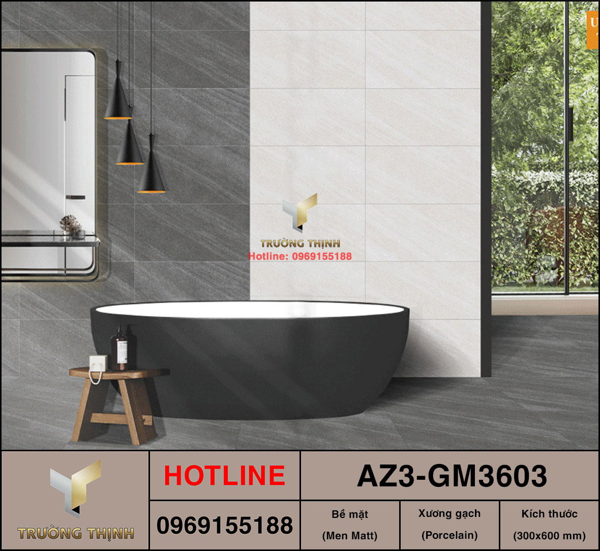 Gạch ốp lát granite 300x600 Viglacera AZ3-GM3603 vân đá