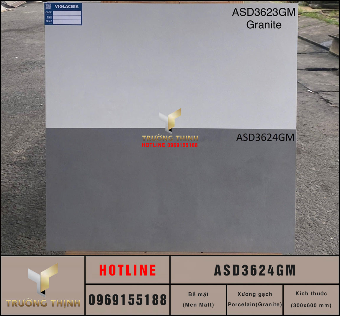Gạch ốp lát granite giả xi măng 300x600 Viglacera ASD3624GM: Đỉnh cao phong cách hiện đại