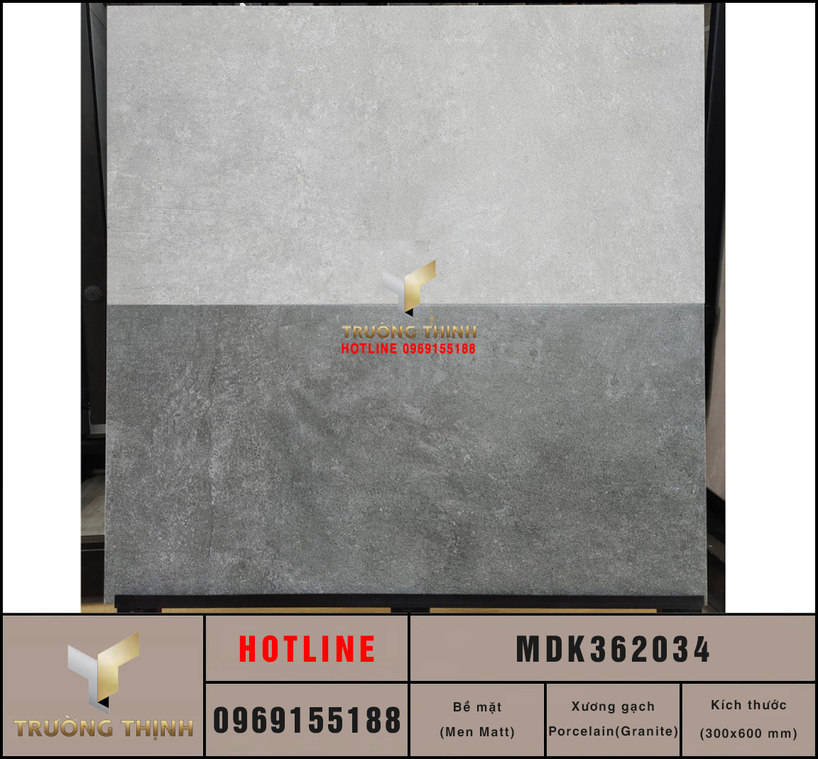 Gạch ốp lát granite vân xi măng màu xám 300x600 Viglacera MDK362034: Sự lựa chọn hoàn hảo cho không gian hiện đại