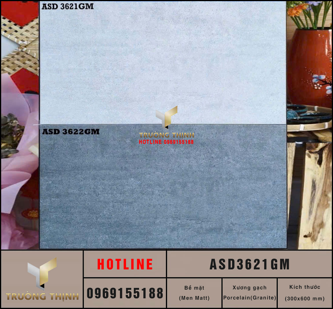 Gạch ốp lát granite men Matt 300x600 Viglacera ASD3621GM: Sự giao thoa giữa nghệ thuật và chất lượng