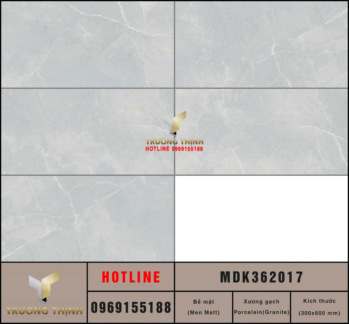 Gạch ốp lát granite men khô màu ghi xanh 300x600 Viglacera MDK362017: Sự lựa chọn hoàn hảo cho không gian hiện đại
