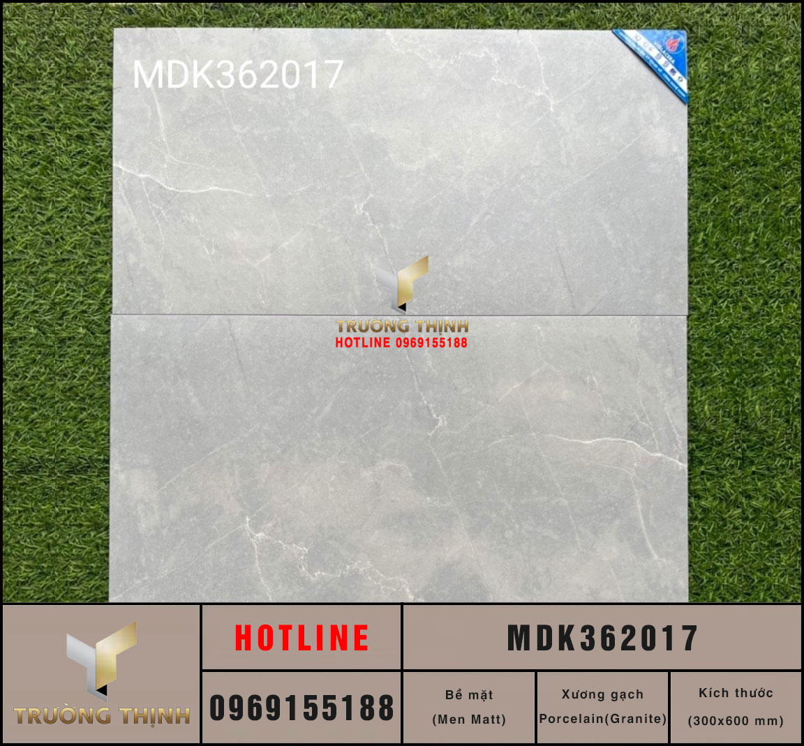 Gạch Viglacera MDK362017 300x600 Men Khô Ghi Xanh - Giá Tốt Nhất