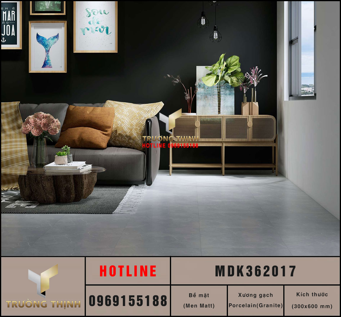 Gạch ốp lát granite men khô màu ghi xanh 300x600 Viglacera MDK362017: Sự lựa chọn hoàn hảo cho không gian hiện đại