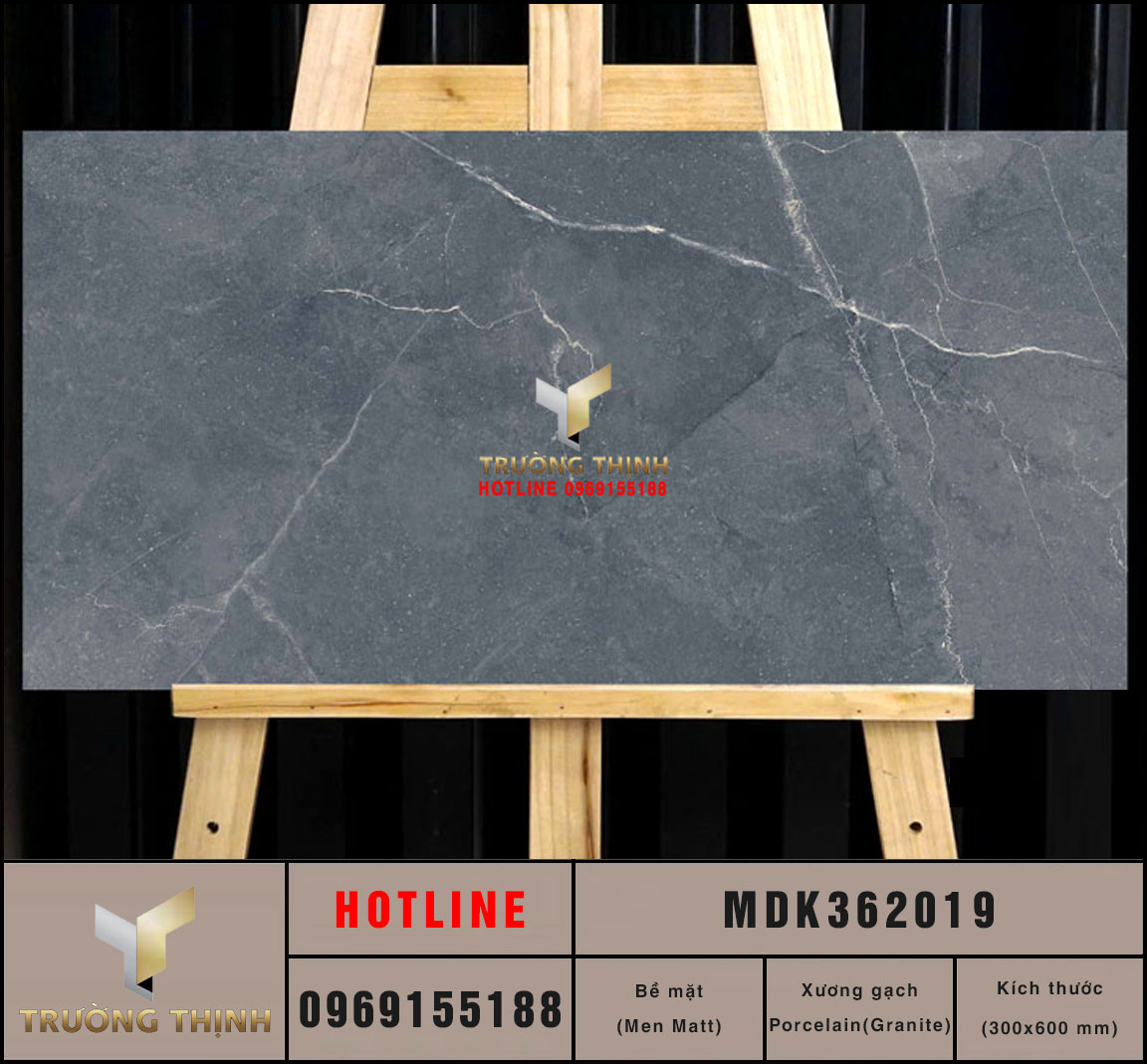 Gạch Viglacera MDK362019 300x600 | Granite Men Khô Xám Đậm Cao Cấp