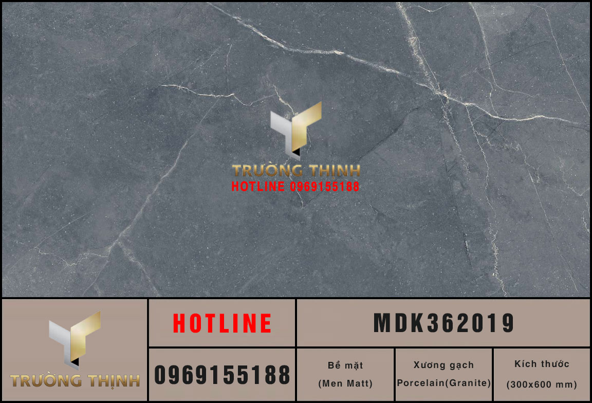 Gạch ốp lát granite men khô màu xám đậm 300x600 Viglacera MDK362019: Đẳng cấp cho không gian hiện đại