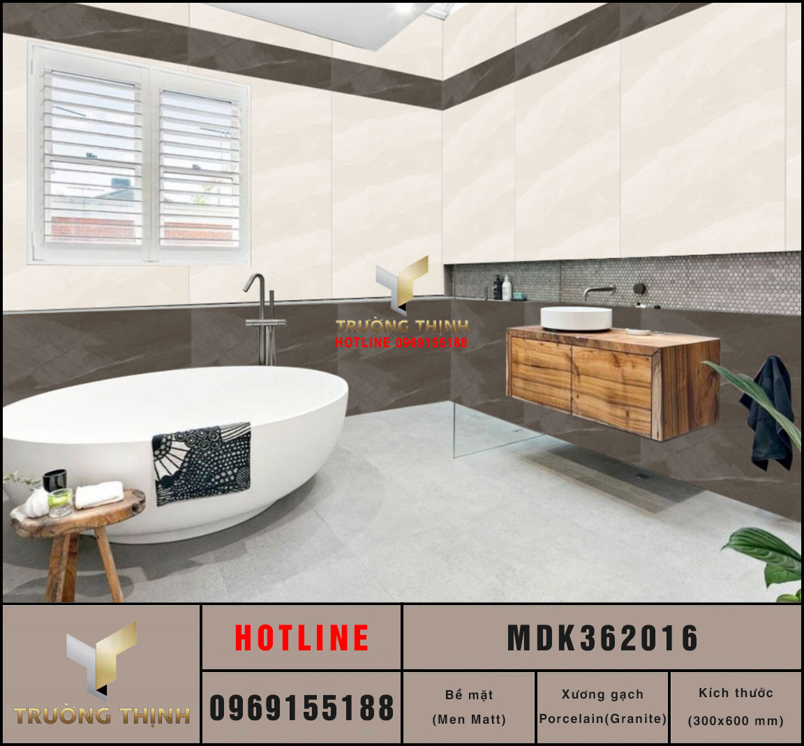 Gạch ốp lát vân đá màu nâu 300x600 Viglacera MDK362016: Đẳng cấp trong từng đường nét