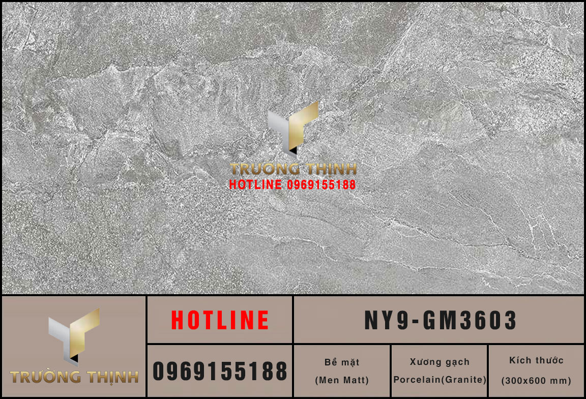 Gạch ốp lát granite vân đá màu xám Viglacera NY9-GM3603: Sự lựa chọn hoàn hảo cho không gian hiện đại