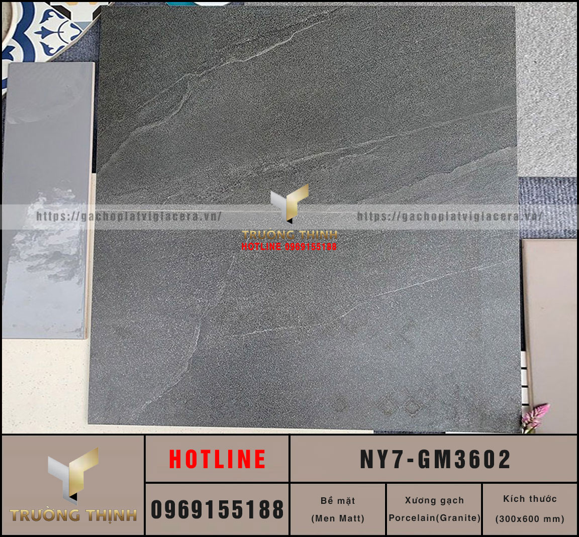 Gạch Viglacera NY7-GM3603 300x600 - Granite Xám Đậm Sang Trọng