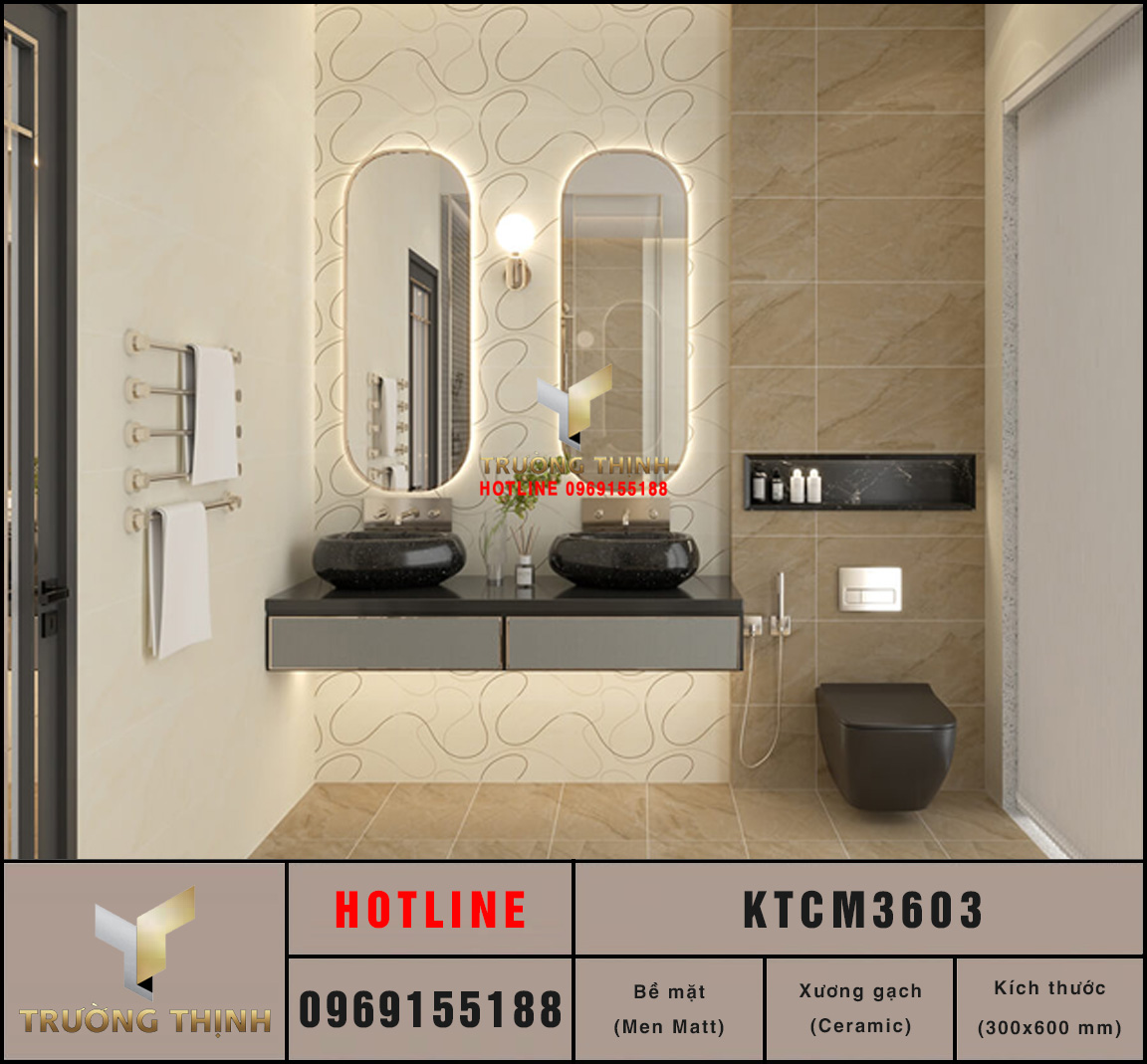 Gạch ốp lát men Matt 300x600 Viglacera KTCM3603 giá rẻ