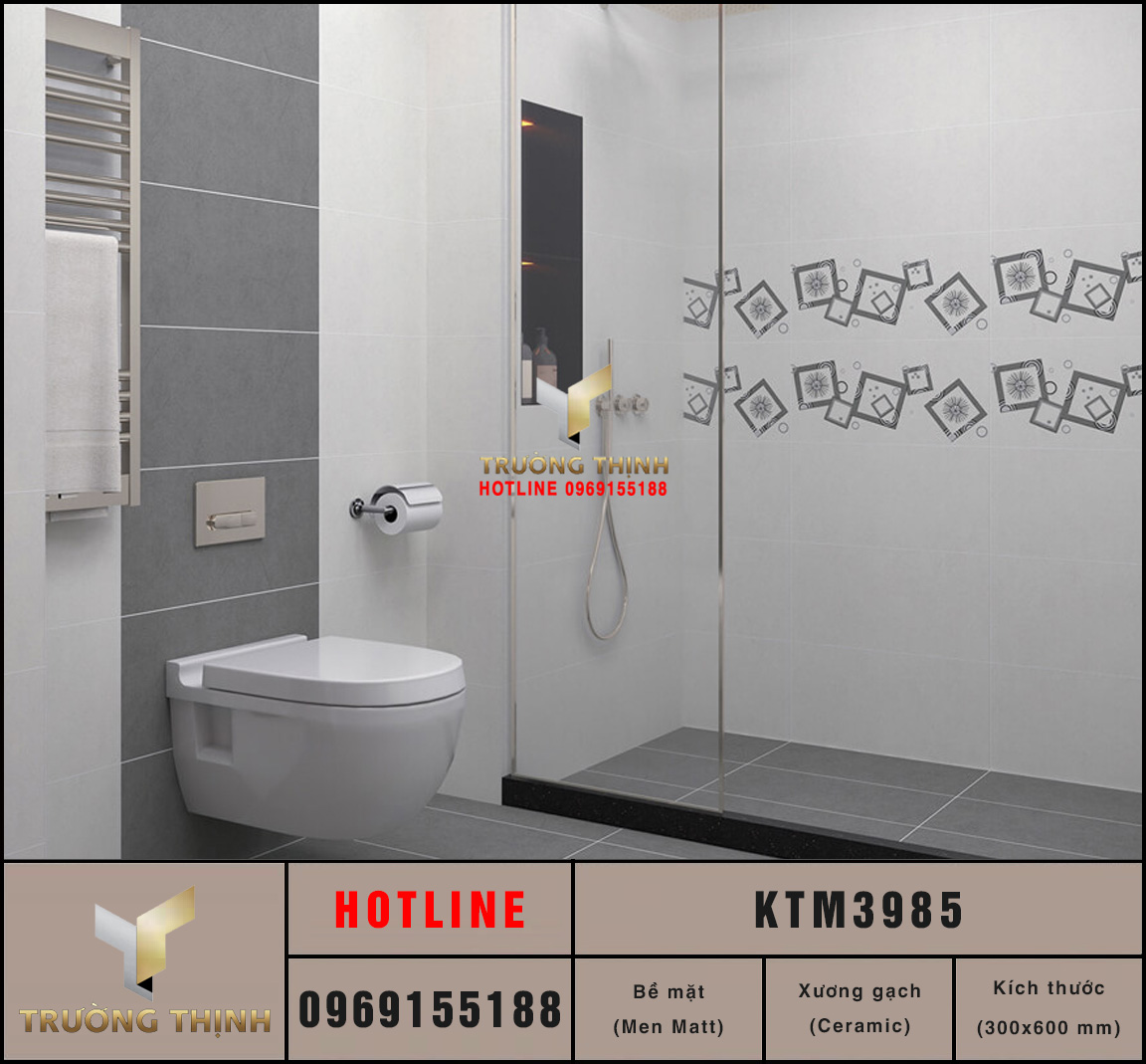 Gạch ốp lát Ceramic men Matt 300x600 Viglacera KTM3985 giá rẻ