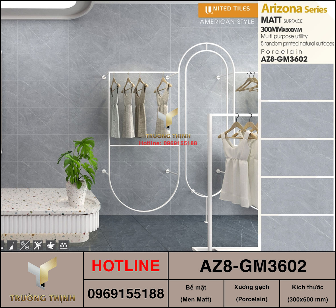 Gạch ốp lát men khô 300x600 Viglacera AZ8-GM3602