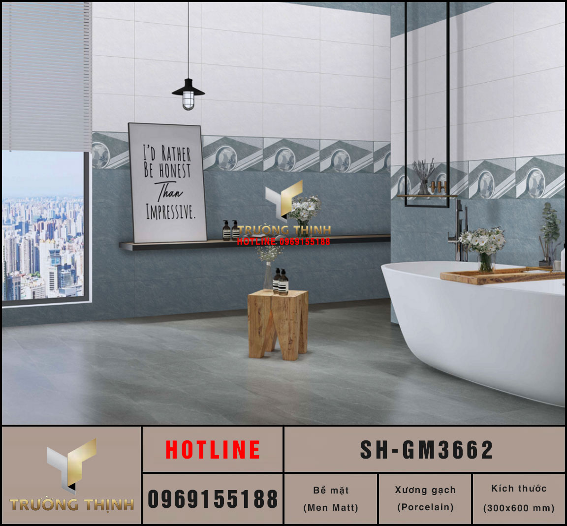 Gạch ốp lát 300x600 Viglacera Sông Hồng SH-GM3662
