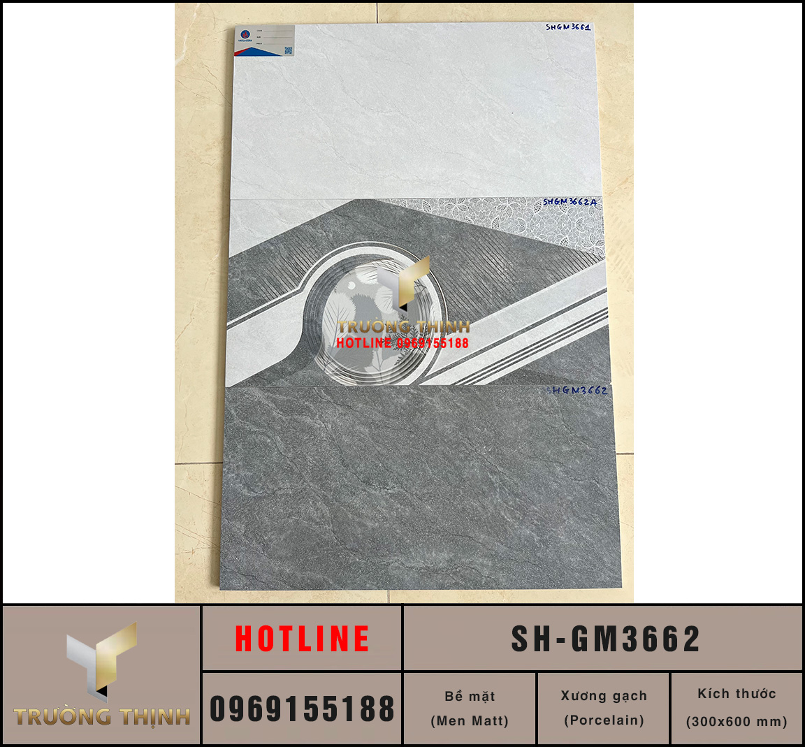 Gạch ốp tường 300x600 Viglacera Sông Hồng SH-GM3662