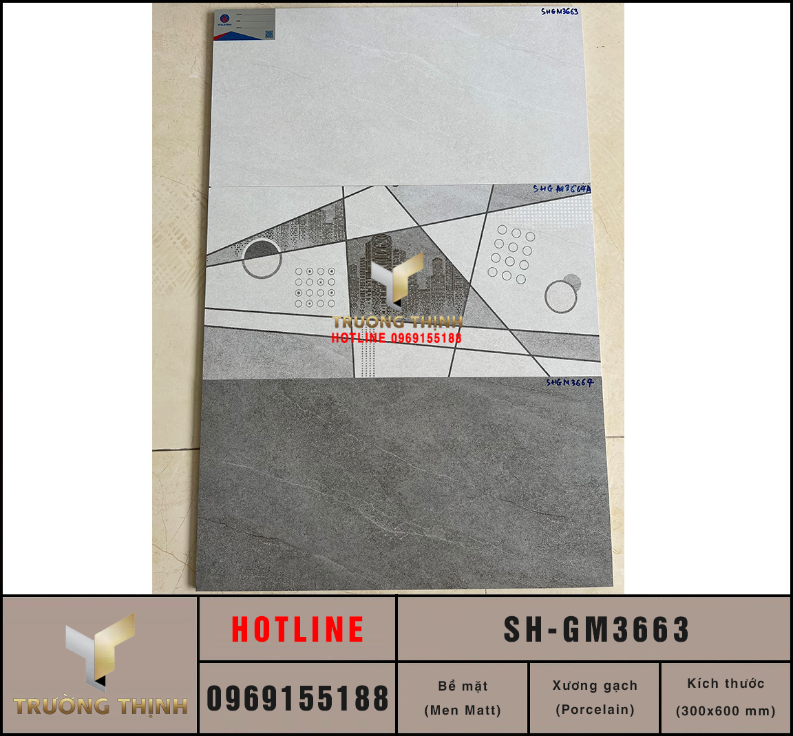 Gạch ốp tường 300x600 Viglacera Sông Hồng SH-GM3663
