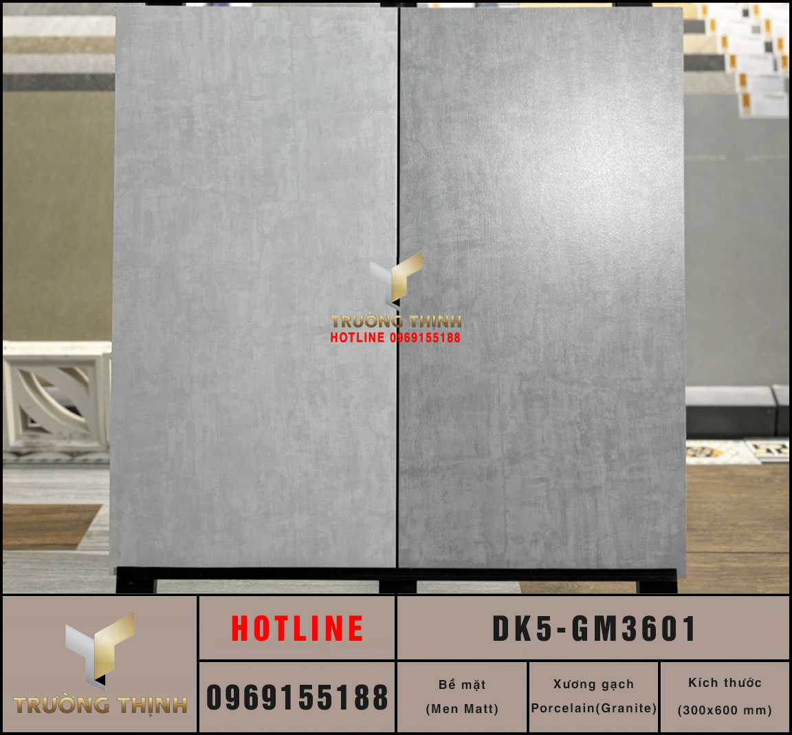 Gạch ốp lát vân xi măng 300x600 Viglacera DK5-GM3601: Vẻ đẹp tối giản và đẳng cấp