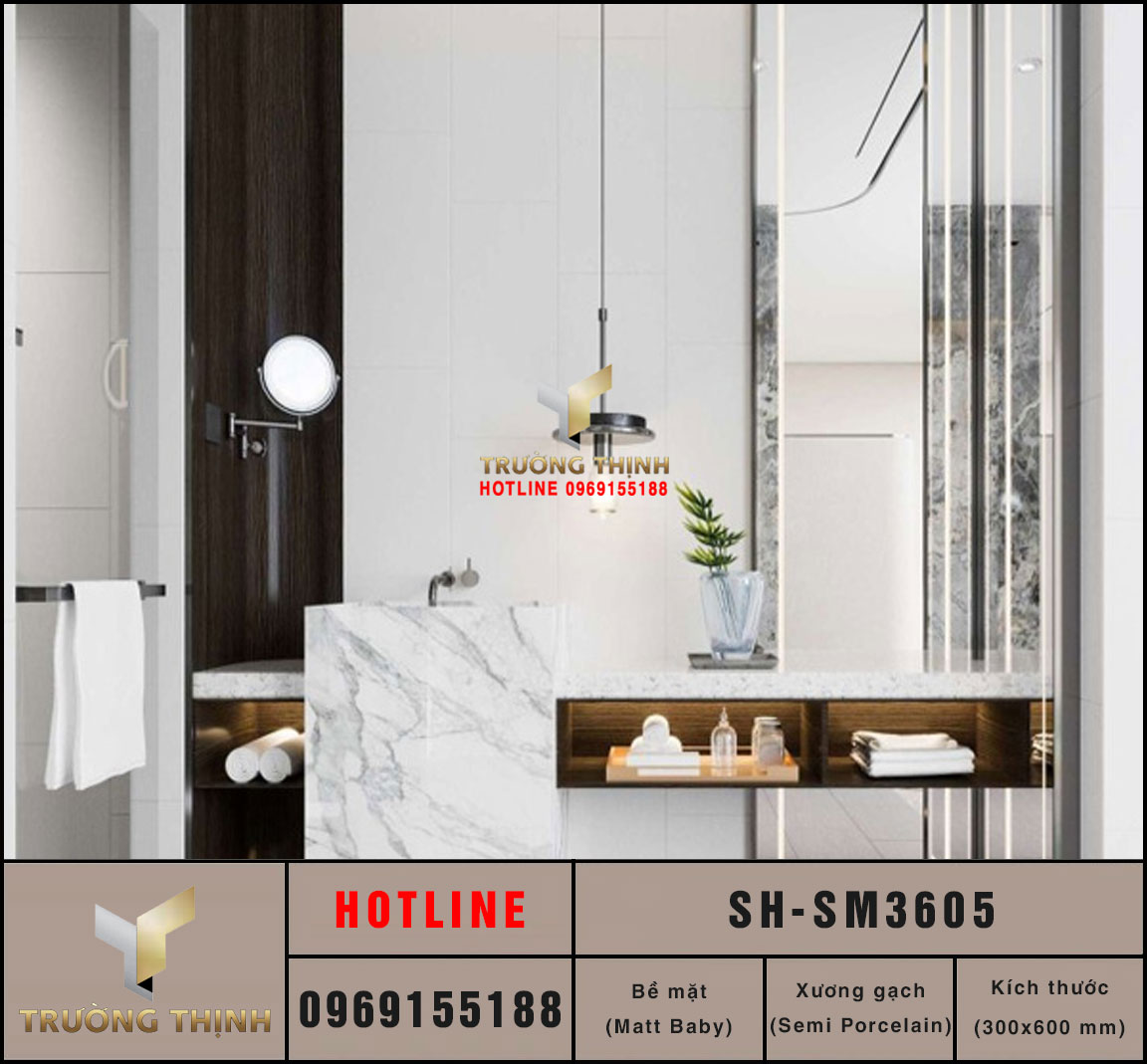 Gạch ốp lát vân xi măng Viglacera Sông Hồng SH-SM3605 giá rẻ
