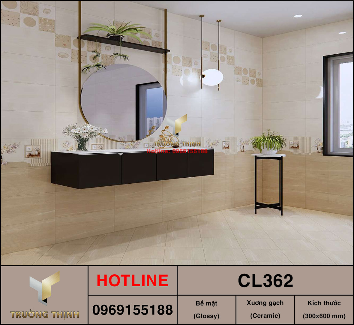Gạch ốp tường 300x600 Viglacera Cửu Long CL362 giá rẻ
