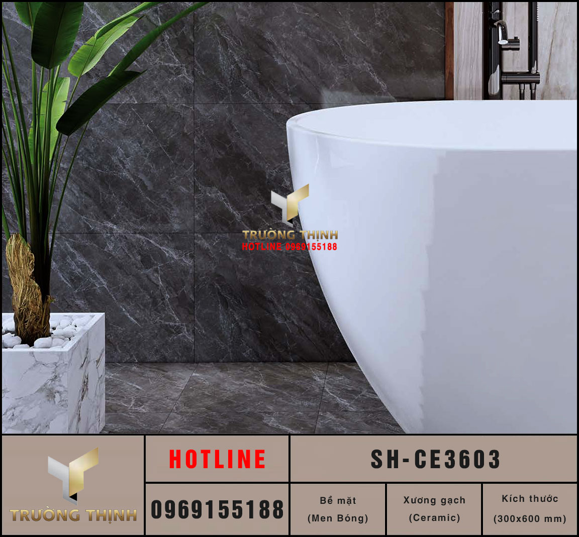 Gạch ốp tường 300x600 Viglacera Sông Hồng SH-CE3604 vân đá