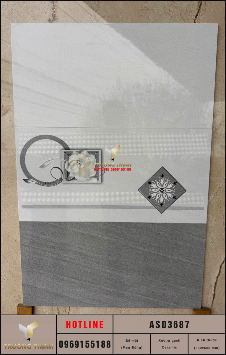 Gạch ốp tường ceramic màu ghi sáng 300x600 Viglacera ASD3687: Sự lựa chọn tinh tế cho không gian hiện đại