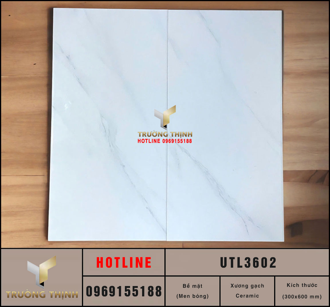 Gạch ốp tường Ceramic trắng vân mây 300x600 Viglacera UTL3602 Giá Tốt