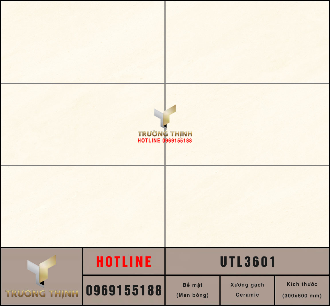 Gạch ốp tường Ceramic trắng trơn 300x600 Viglacera UTL3601 – Lựa chọn tối ưu cho không gian hiện đại