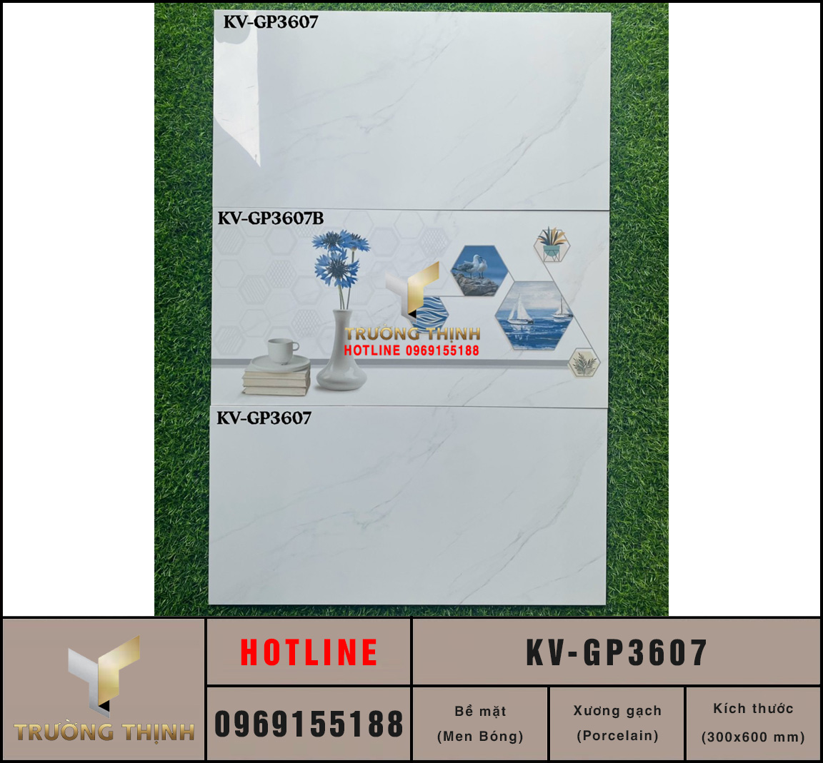 Gạch ốp tường màu trắng 300x600 Viglacera KV-GP3607 cao cấp
