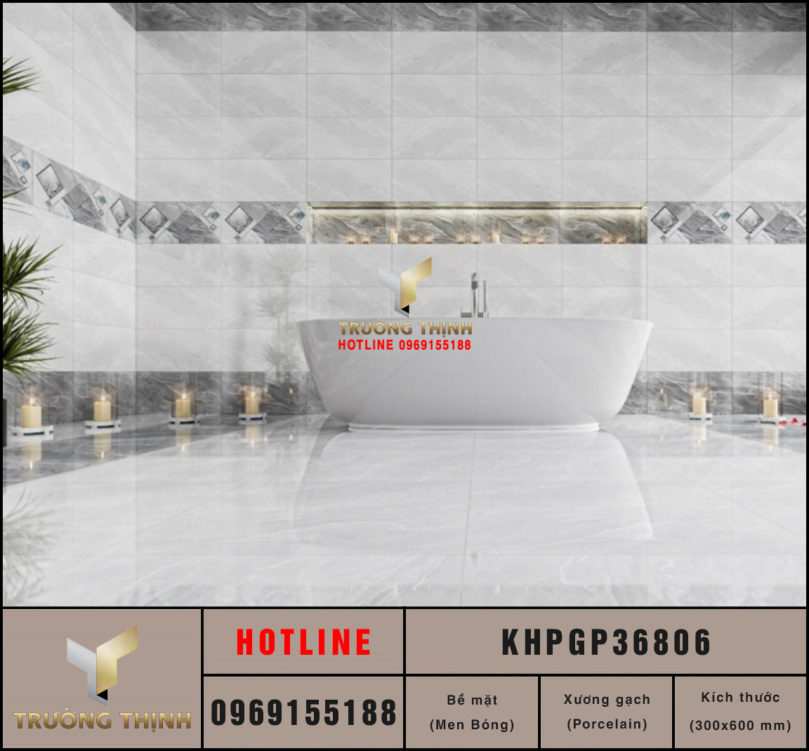 Gạch ốp tường porcelain 300x600 Viglacera KHPGP36806 giá rẻ