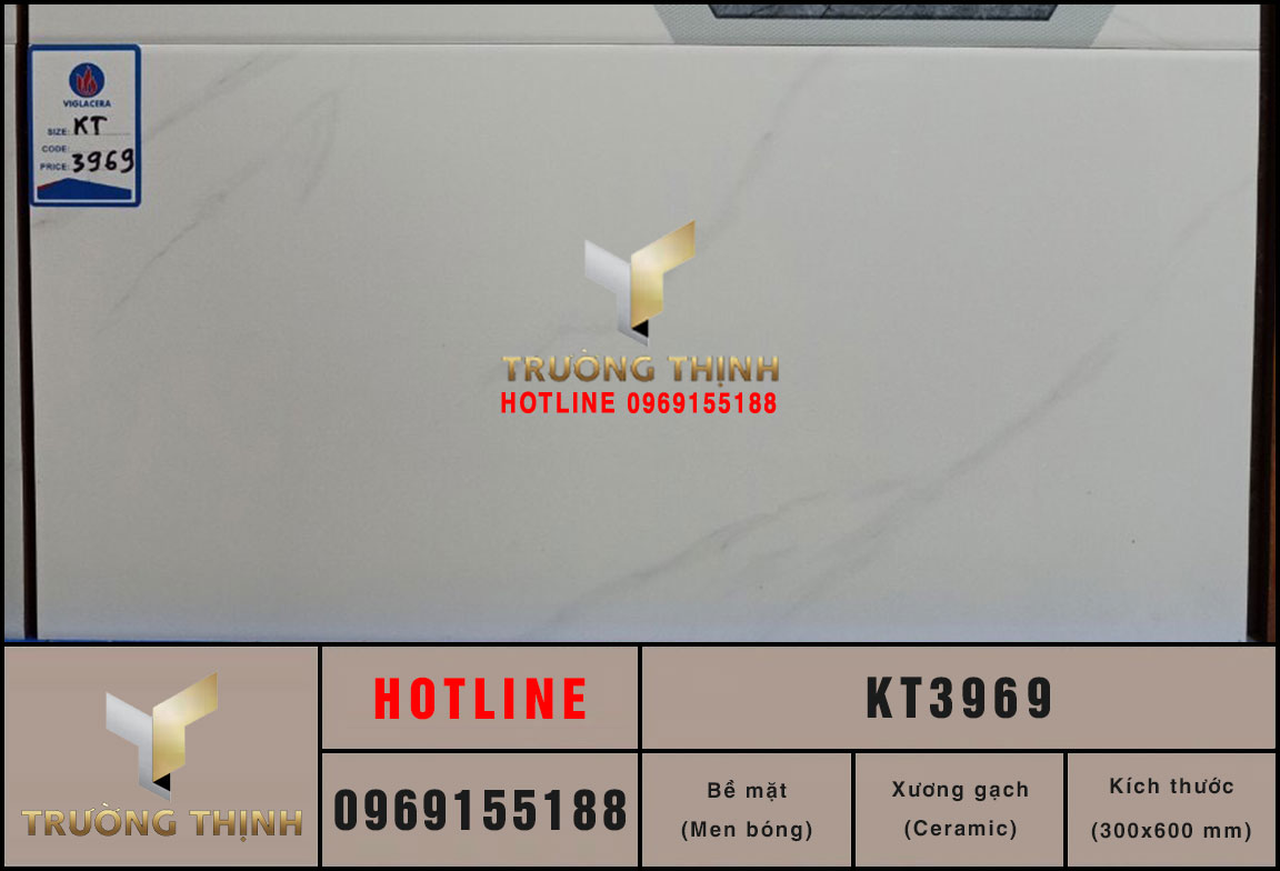 Gạch ốp tường trắng khói 300x600 Viglacera KT3969 giá rẻ