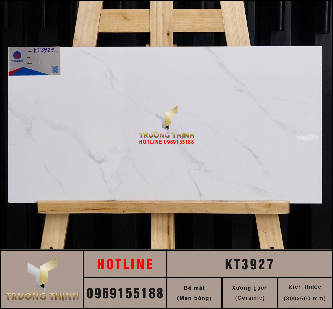 Gạch ốp tường trắng vân mây 300x600 Viglacera KT3927 giá rẻ
