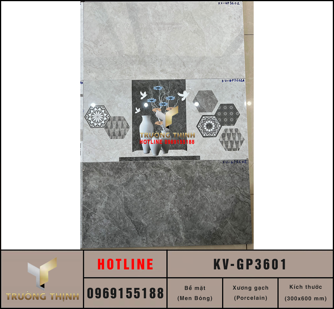 Gạch ốp tường vân đá 300x600 Viglacera KV-GP3601 cao cấp