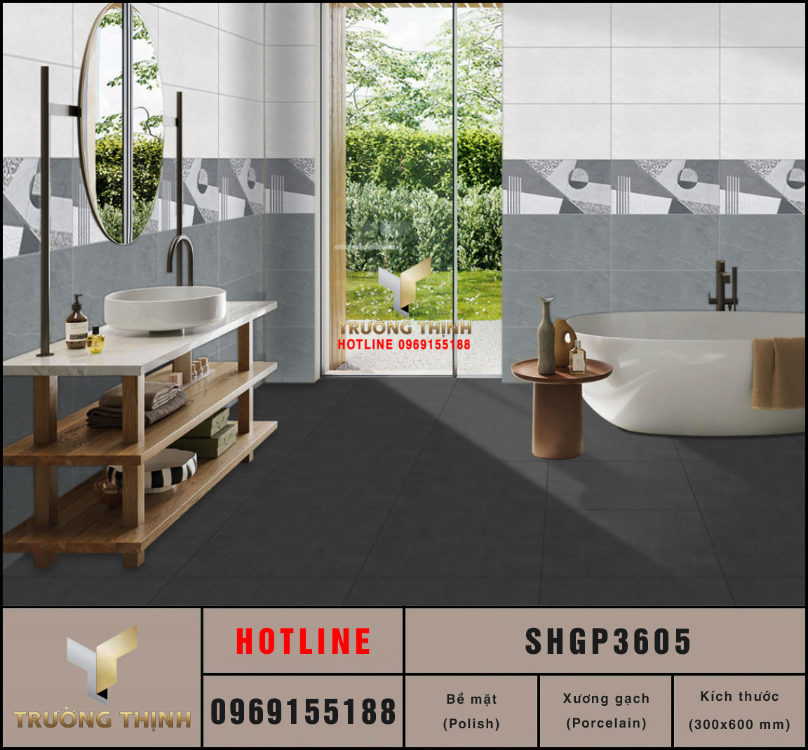 Gạch ốp vân đá 300x600 Viglacera Sông Hồng SHGP3605 porcelain