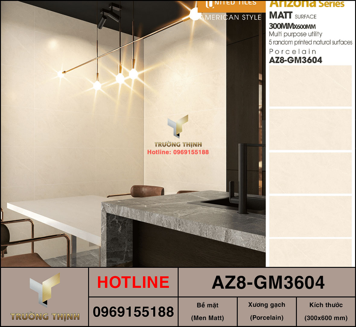 Gạch Porcelain vân đá Viglacera AZ8-GM3604