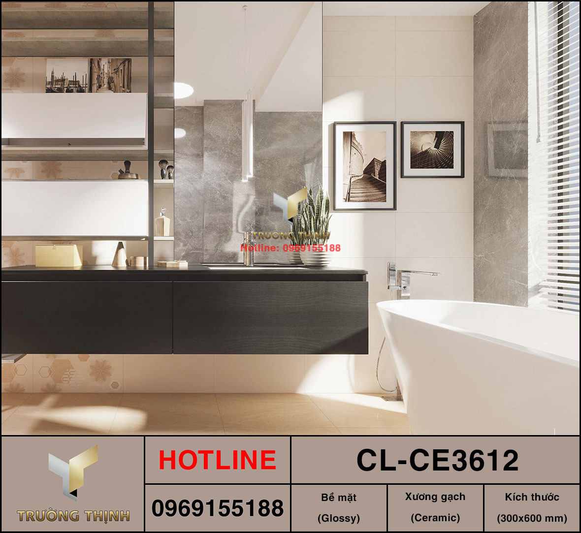 Gạch vân đá 300x600 Viglacera Cửu Long CL-CE3612 giá rẻ