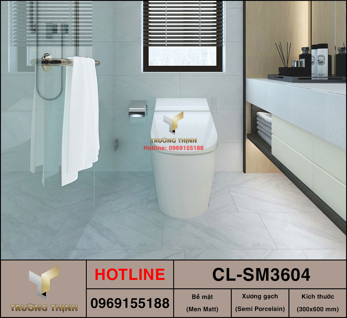 Gạch vân đá 300x600 Viglacera Cửu Long CL-SM3604 giá rẻ