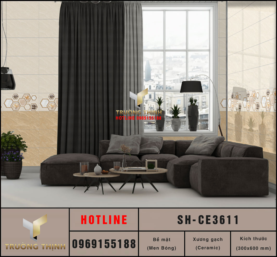 Gạch vân đá men bóng 300x600 Viglacera Sông Hồng SH-CE3611 giá rẻ