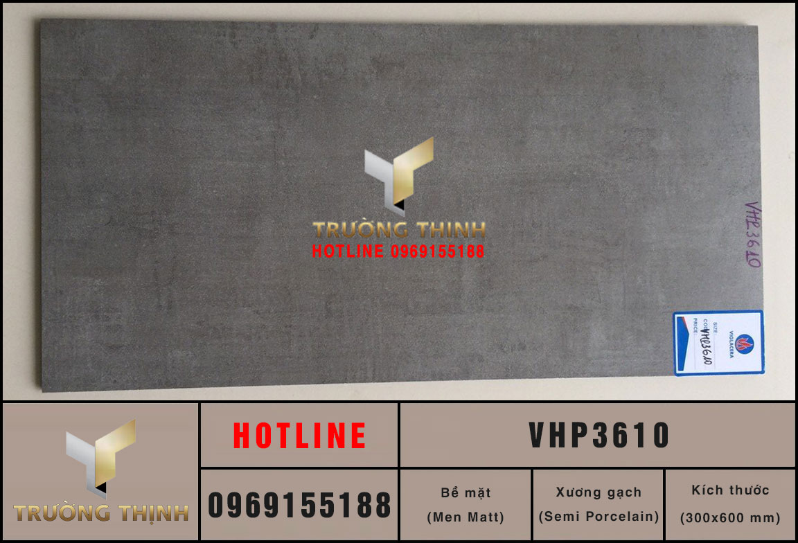 Gạch vân xi măng màu xám 300x600 Viglacera VHP3610 - Chính Hãng, Giá Kho