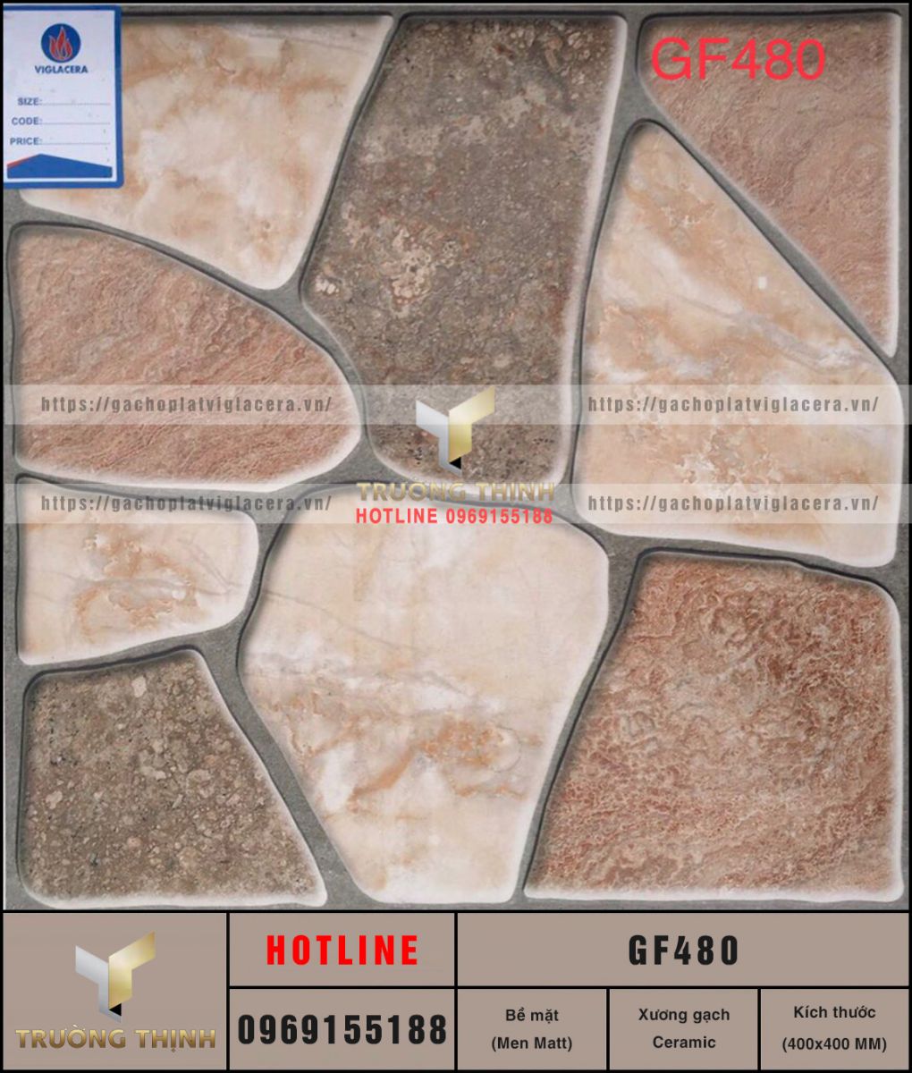 Gạch Lát Nền Giả Sỏi Đá 400x400 Viglacera GF480 | Tổng Kho Gạch Viglacera Chính Hãng