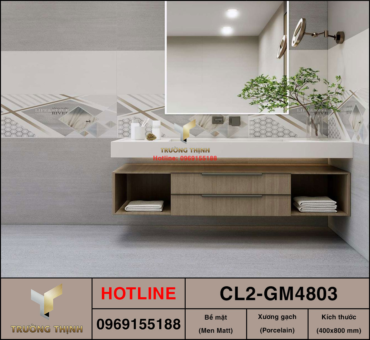Gạch ốp lát 400x800 Viglacera Cửu Long CL2-GM4803