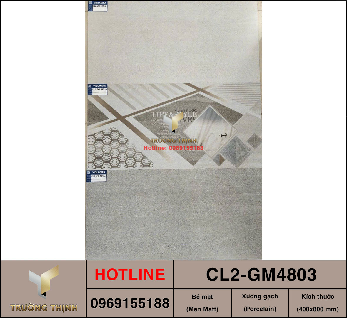 Gạch ốp lát 400x800 Viglacera Cửu Long CL2-GM4803