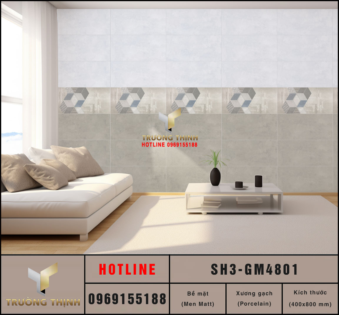 Gạch granite vân xi măng 400x800 Viglacera SH3-GM4801 giá rẻ