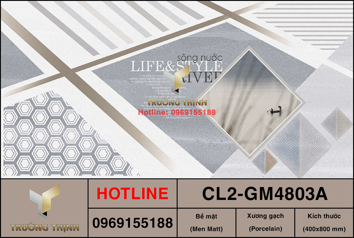 Gạch ốp lát 400x800 Viglacera Cửu Long CL2-GM4803A