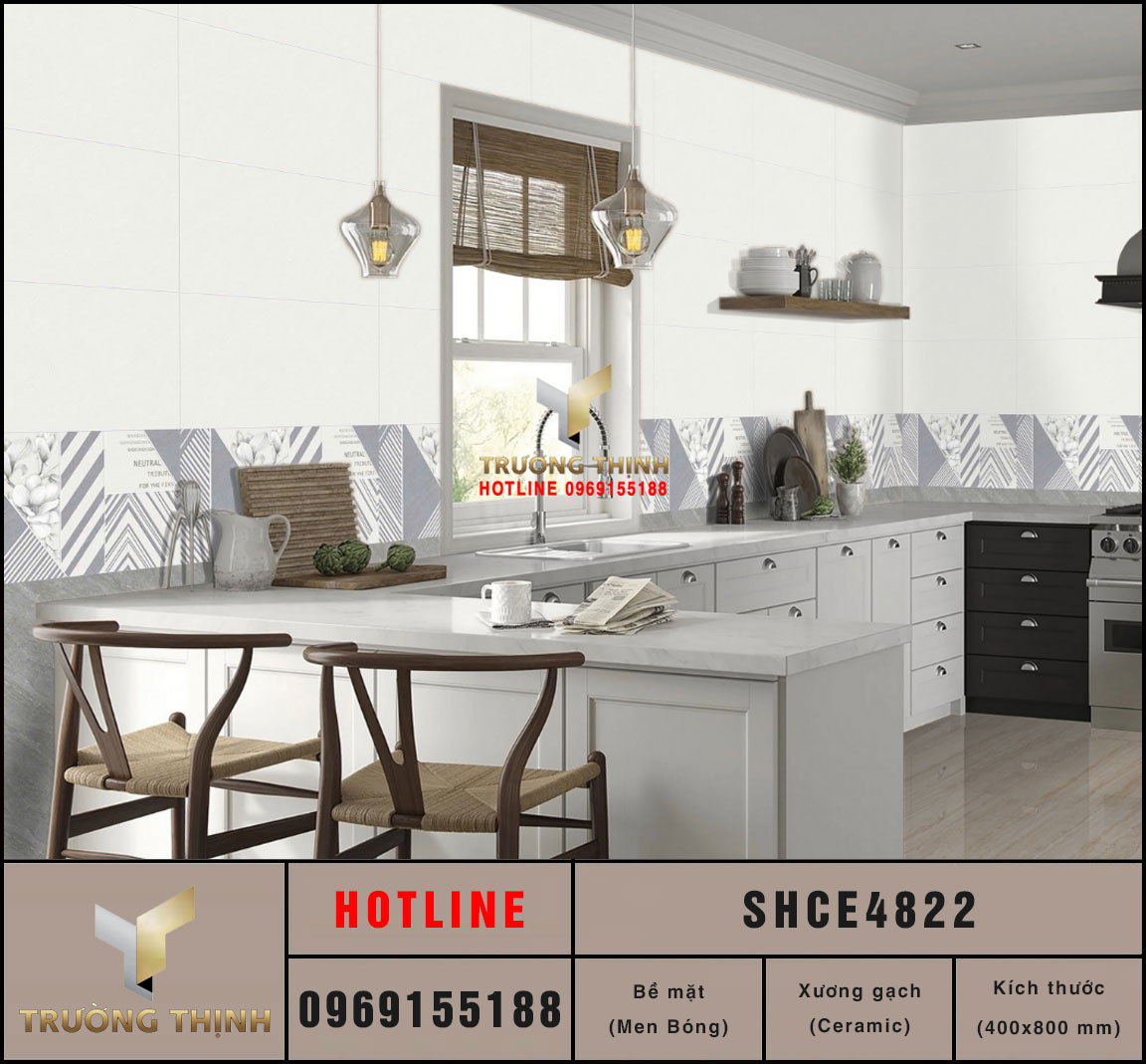Gạch ốp tường vân đá 400x800 Viglacera SHCE4822 màu xám