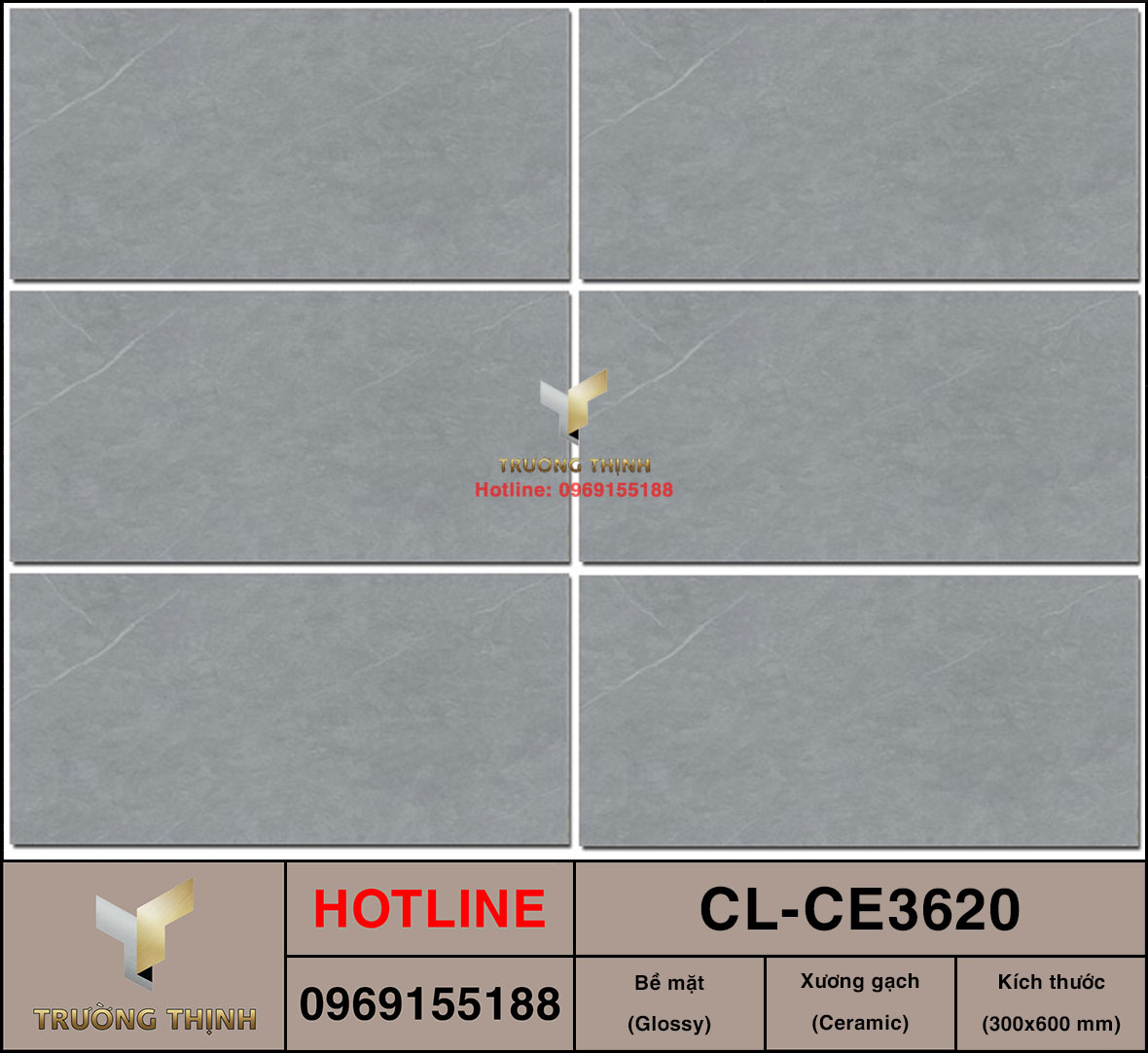 Gạch bóng kiếng 300x600 Viglacera Cửu Long CL-CE3620 vân đá