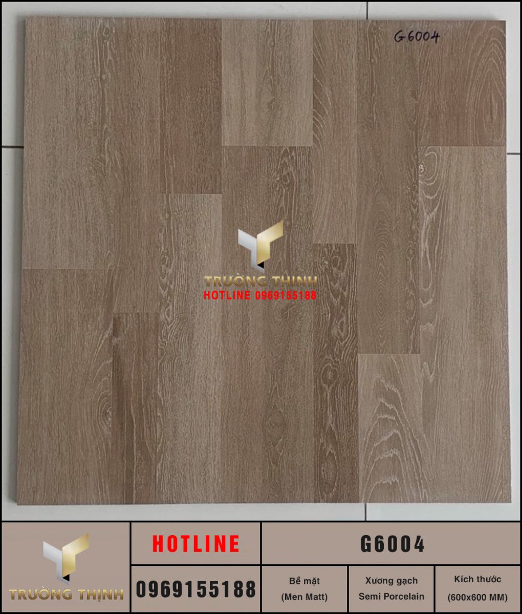 Gạch Viglacera G6004: Chống Trơn Vân Gỗ Nâu 60x60, Sang Trọng, Bền Đẹp